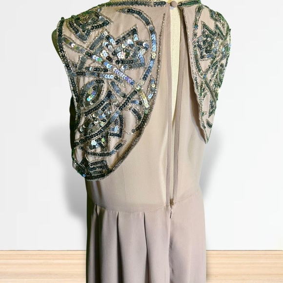 ASOS Mauve Pink / Purple Chiffon Side Slit Gown w/ Silver Sequin Embellishments - Picture 16 of 16